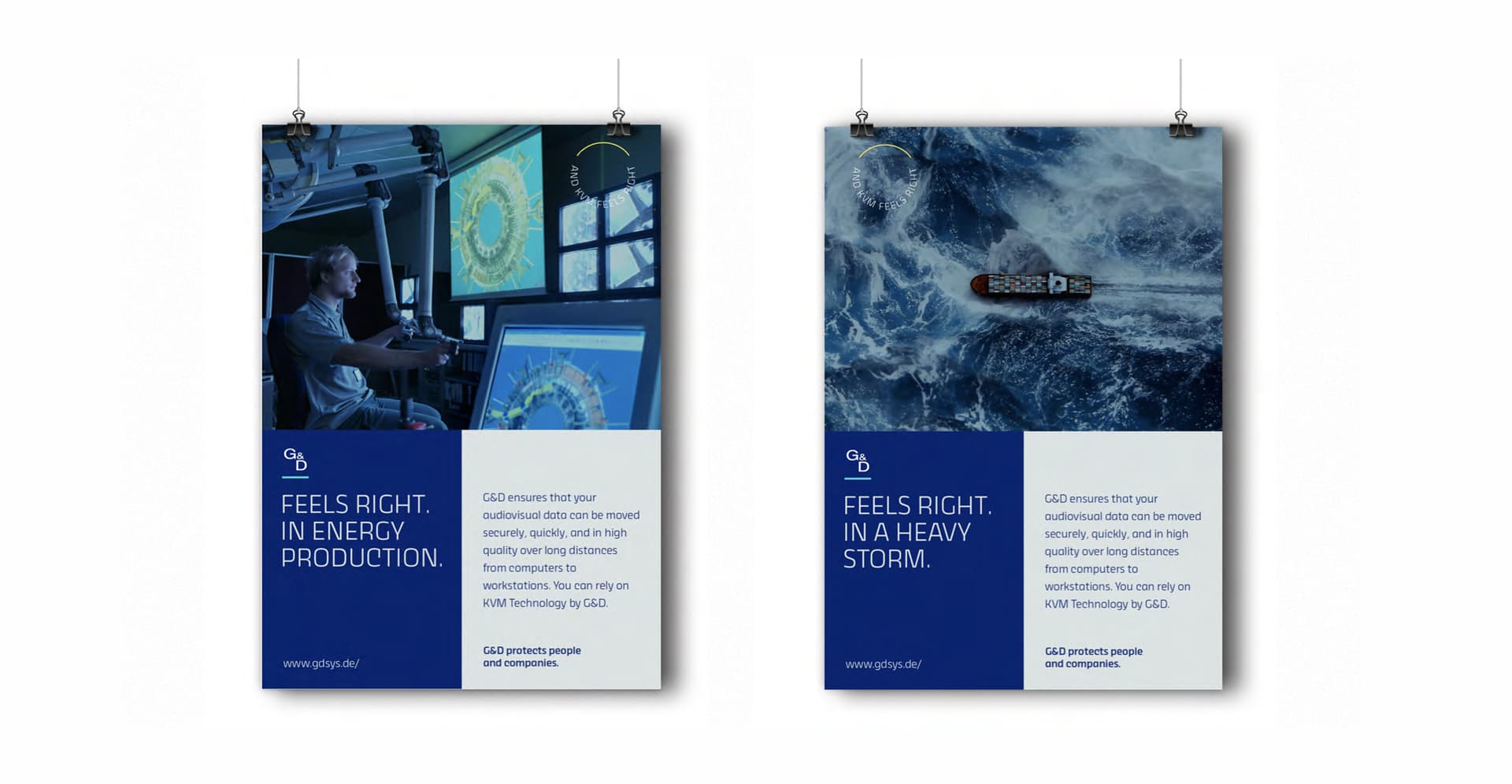 Zwei englischsprachige Plakate für G&D 