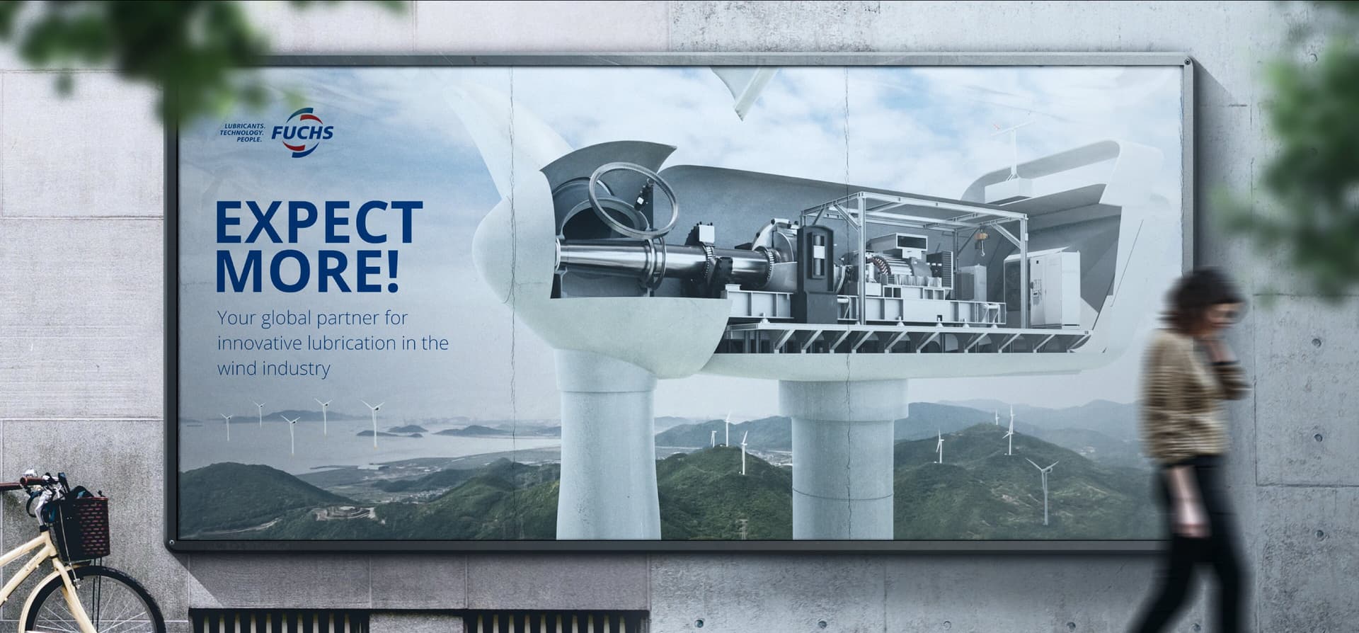 Plakat mit Visualisierung für einen Marktführer für Schmierstoffe. 