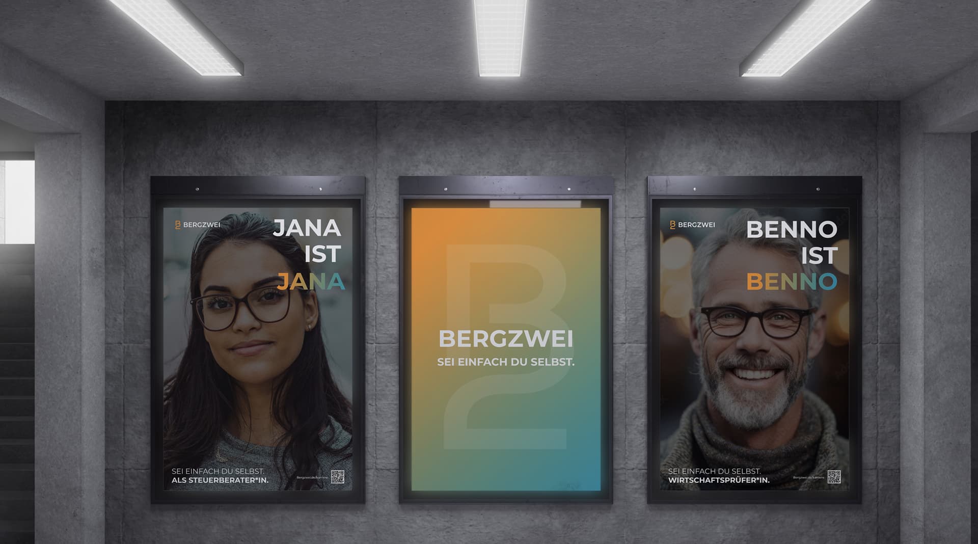 Drei Employer Branding Plakate für Bergzwei