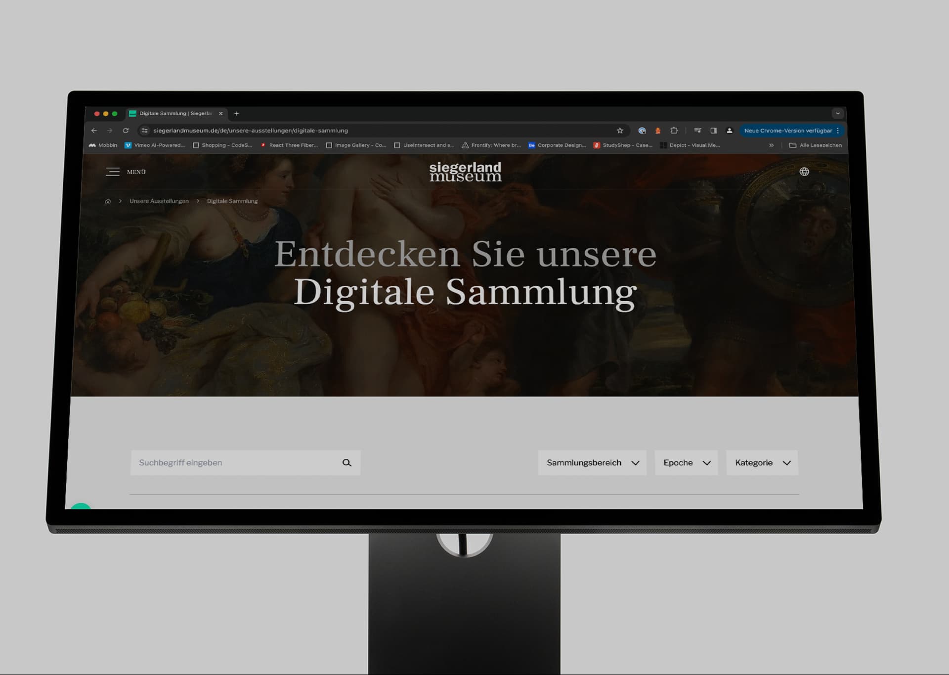 Monitor zeigt die digitale Sammlung des Siegerlandmuseums.
