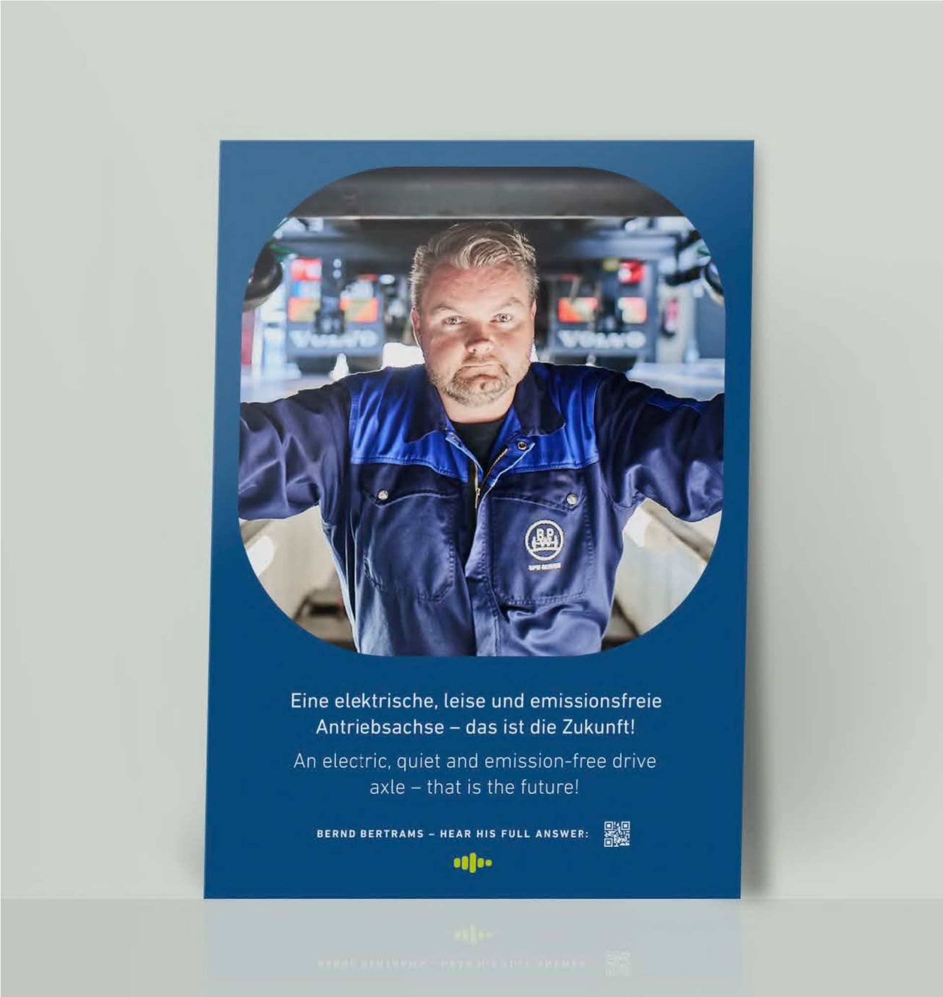 Anzeige, auf der ein Mann zu sehen ist, der bei BPW arbeitet.