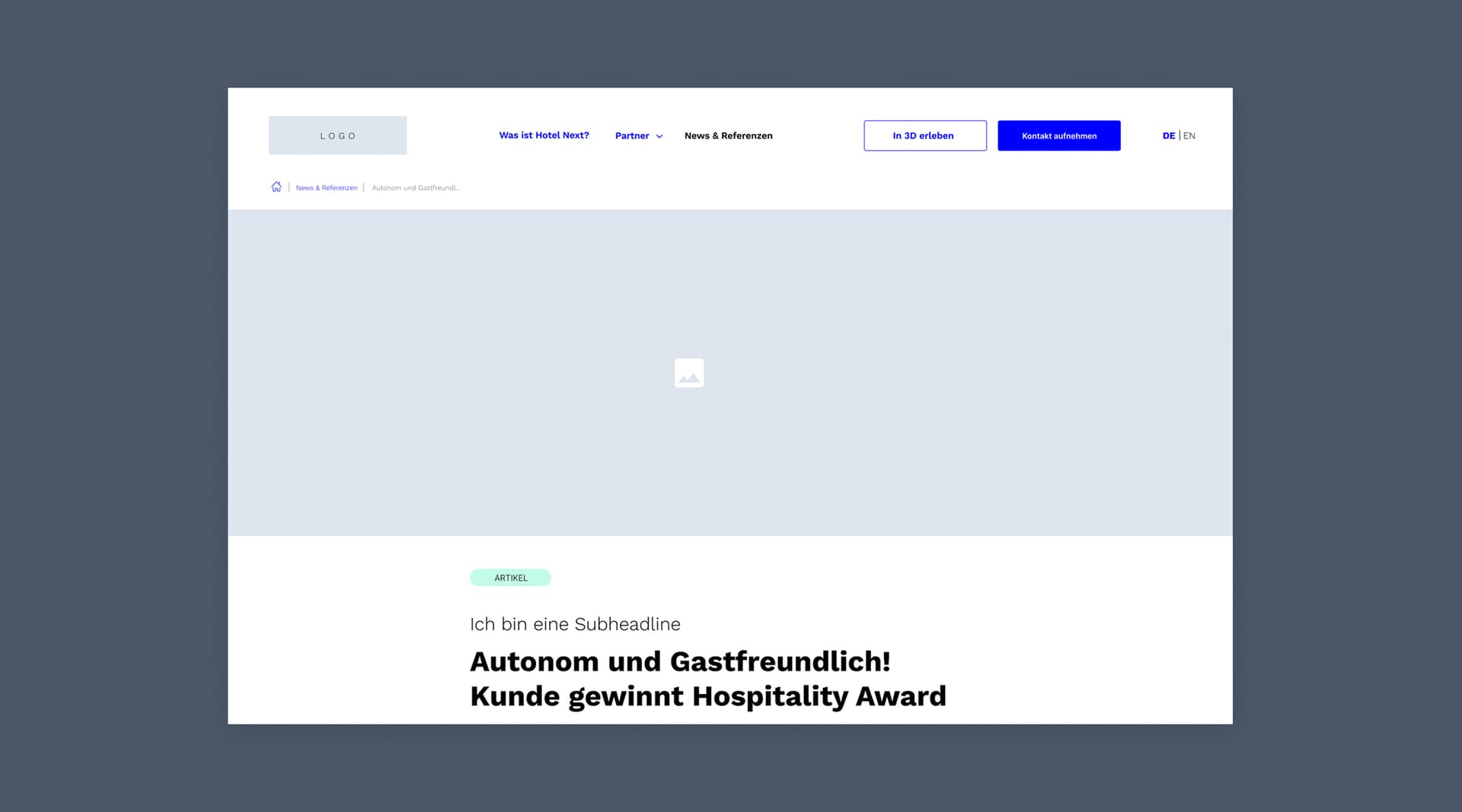 Bild von einem Wireframe für Hotelnext