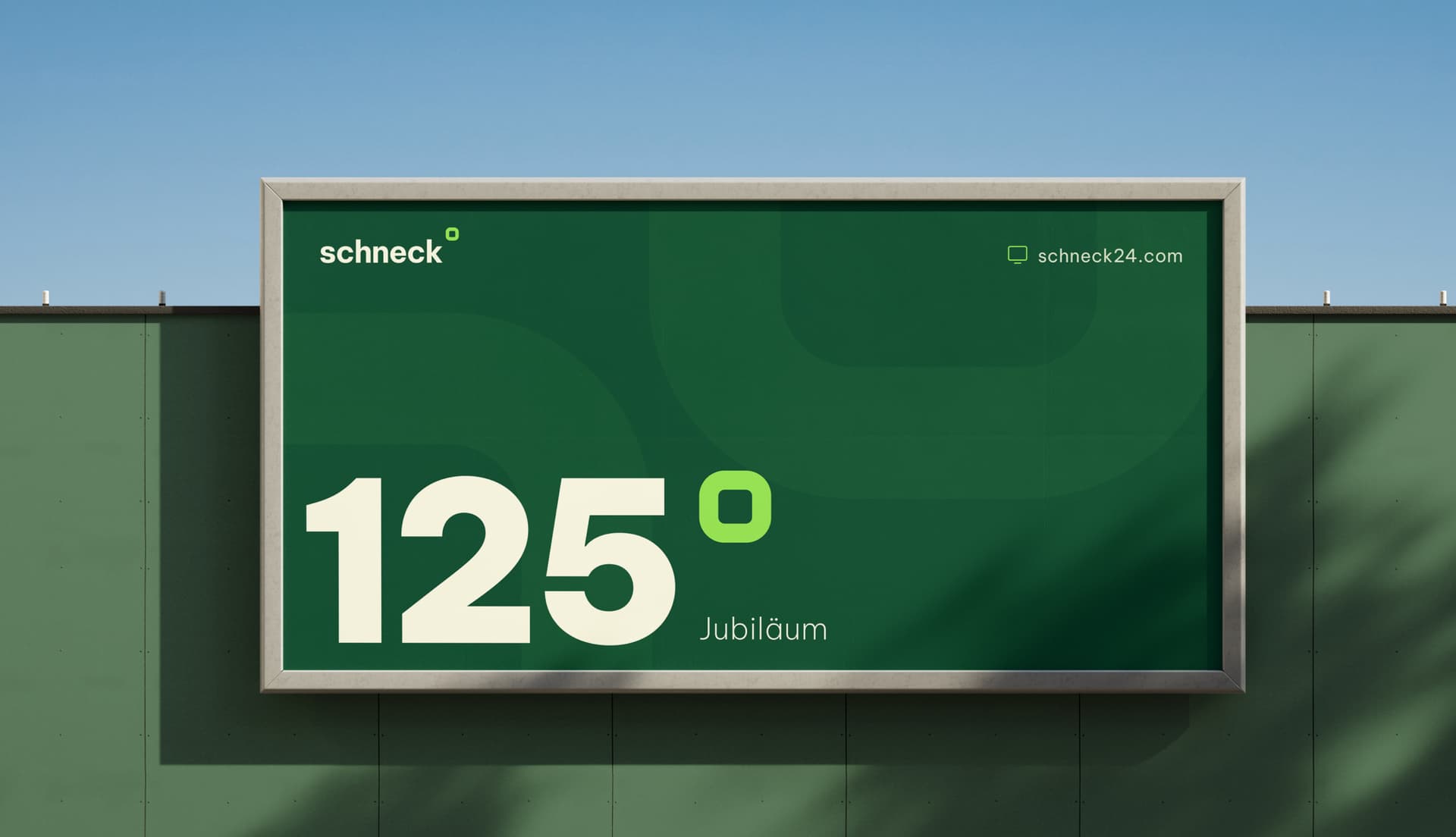 Ein Werbeplakat für Schneck mit der Aufschrift "125" zwecks eines Jubilaeums