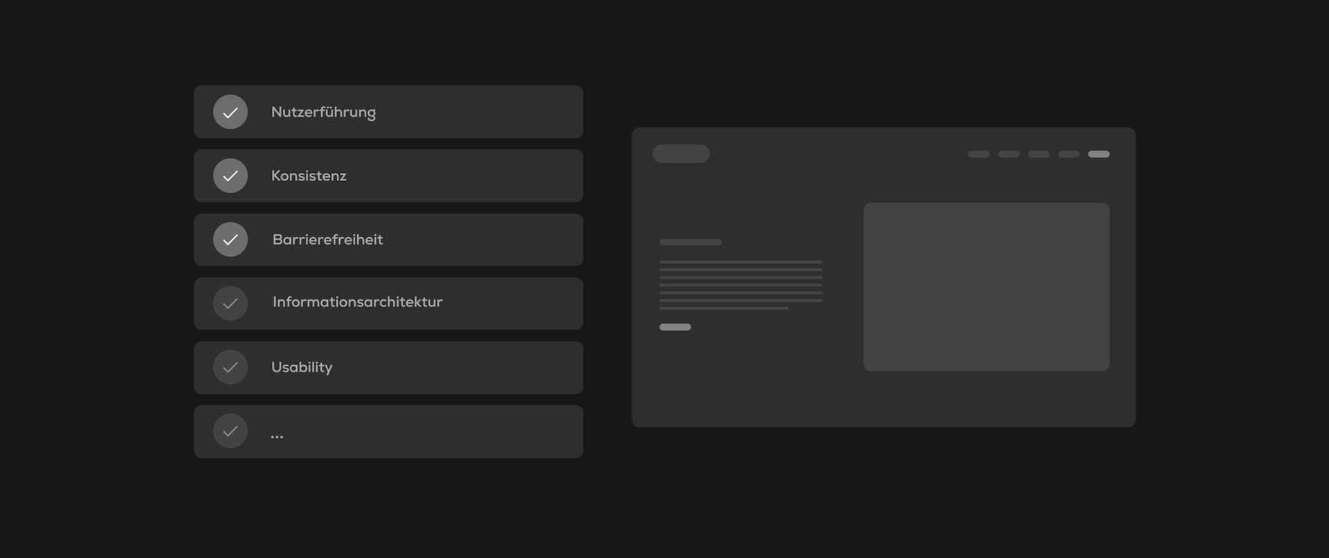 Ein schwarzes Schaubild für UX-Reviews