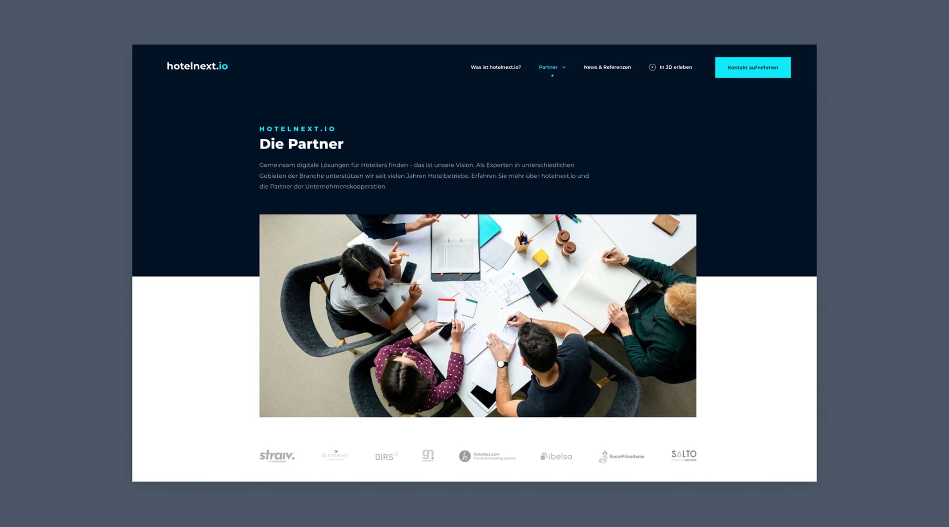 Ein blaues Landingpage-Design für Hotelnext