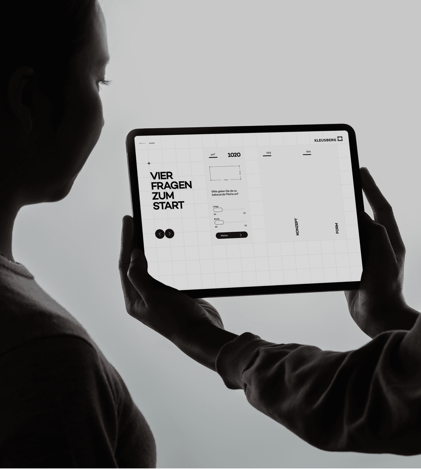 Ein Tablet, mit einer designten Anwendung für KLEUSBERG